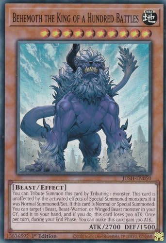 JUSH-EN050 - Behemoth The King of a Hundred Battles - Super Rare - Englisch - 1. Auflage - Justice Hunters - mit LMS Trading Fieldcenter-Karte Yugioh - Sammelkarte - TCG - Original JUSH-EN050 - Behemoth The King of a Hundred Battles - Super Rare - Englisch - 1. Auflage - Justice Hunters - mit LMS Trading Fieldcenter-Karte Yugioh - Sammelkarte - TCG - Original von LMS Trading