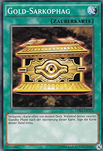 LDK2-DEY22 - Gold-Sarkophag - Common - Reprint - Deutsch - Legendary Decks II - mit LMS Trading Fieldcenter-Karte Yugioh von LMS Trading