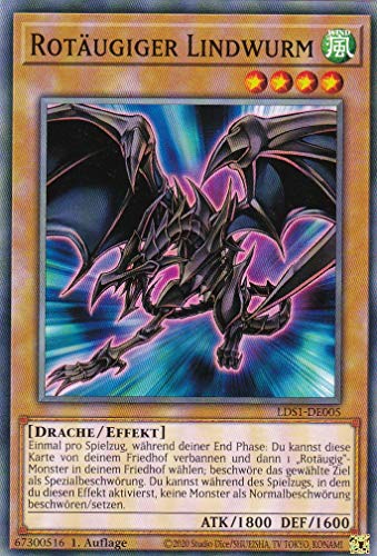 LDS1-DE005 - Rotäugiger Lindwurm - Common - 1. Auflage - Deutsch - Legendary Duelists: Season 1 - mit LMS Trading Fieldcenter-Karte Yugioh von LMS Trading