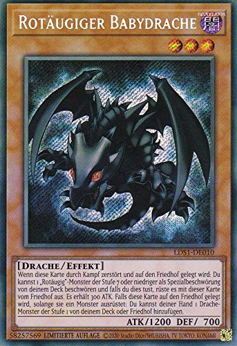 LDS1-DE010 - Rotäugiger Babydrache - Secret Rare - 1. Auflage - Deutsch - Legendary Duelists: Season 1 - mit LMS Trading Fieldcenter-Karte Yugioh von LMS Trading