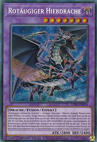 LDS1-DE014 - Rotäugiger Hiebdrache - Secret Rare - 1. Auflage - Deutsch - Legendary Duelists: Season 1 - mit LMS Trading Fieldcenter-Karte Yugioh von LMS Trading