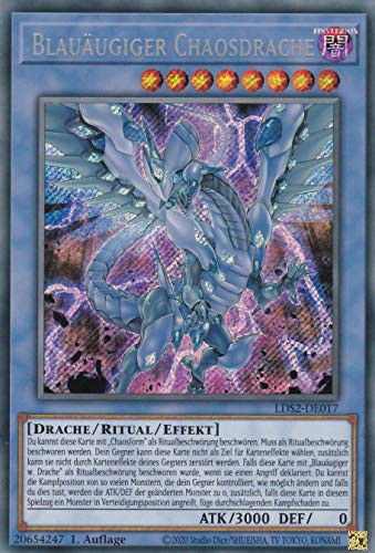 LDS2-DE017 - Blauäugiger Chaosdrache - Secret Rare - 1. Auflage - Deutsch - Legendary Duelist Season 2 - mit LMS Trading Fieldcenter-Karte Yugioh von LMS Trading