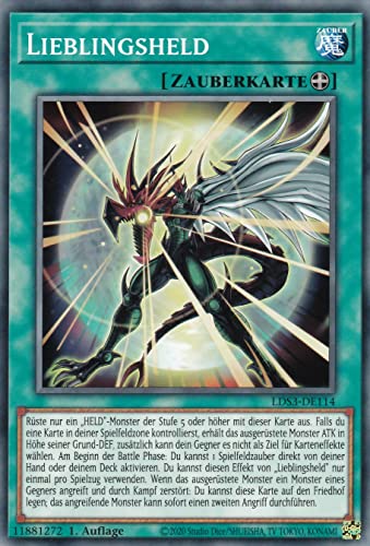 LDS3-DE114 - Lieblingsheld - Common - 1. Auflage - Deutsch - Legendary Duelists: Season 3 - mit LMS Trading Fieldcenter-Karte Yugioh von LMS Trading