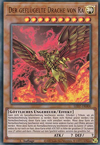 LED7-DE000 - Der geflügelte Drache von Ra - Ultra Rare - Reprint - Deutsch - Legendary Duelists Rage of Ra - mit LMS Trading Fieldcenter-Karte Yugioh von LMS Trading