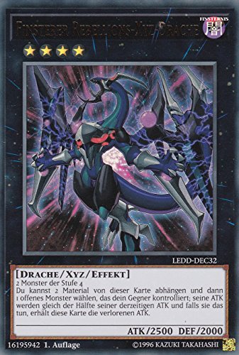 LEDD-DEC32 - Finsterer Rebellions-Xyz-Drache - Ultra Rare - 1. Auflage - DEUTSCH - Legendary Dragon Decks - mit LMS Trading Fieldcenter-Karte Yugioh von LMS Trading