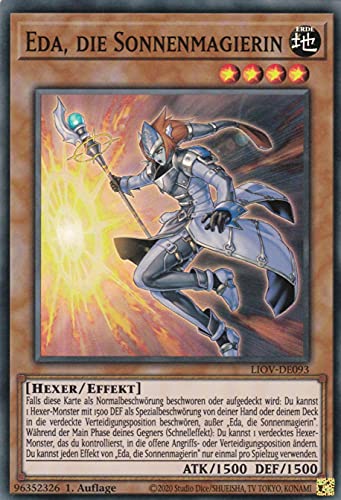 LIOV-DE093 - EDA, die Sonnenmagierin - Super Rare - 1. Auflage - Deutsch - Lightning Overdrive - mit LMS Trading Fieldcenter-Karte Yugioh von LMS Trading