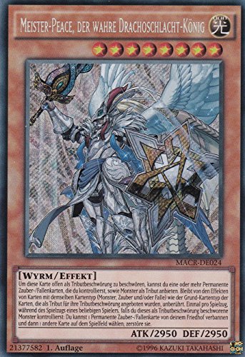 MACR-DE024 - Meister-Peace, der wahre Drachoschlacht-König - Secret Rare - 1. Auflage - DEUTSCH - Maximum Crisis - mit LMS Trading Fieldcenter-Karte Yugioh von LMS Trading