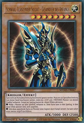 MAMA-DE047 - Schwarz Glänzender Soldat - Gesandter des Anfangs - Ultra Rare - 1. Auflage - Deutsch - Magnificent Mavens - mit LMS Trading Fieldcenter-Karte Yugioh von LMS Trading