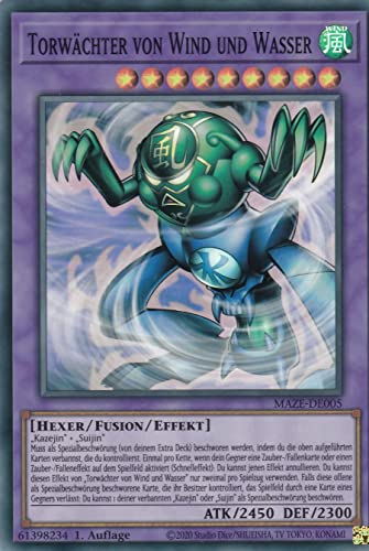 MAZE-DE005 - Torwächter von Wind und Wasser - Super Rare - 1. Auflage - Deutsch - Maze of Memories - mit LMS Trading Fieldcenter-Karte Yugioh von LMS Trading