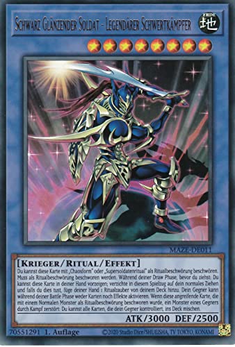 MAZE-DE011 - Schwarz Glänzender Soldat - Legendärer Schwertkämpfer - Ultra Rare - 1. Auflage - Deutsch - Maze of Memories - mit LMS Trading Fieldcenter-Karte Yugioh von LMS Trading