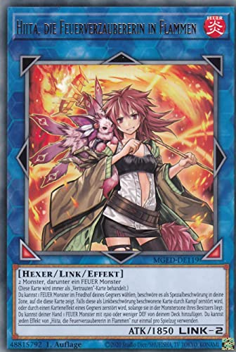 MGED-DE119 - Hiita, die Feuerverzaubererin in Flammen - Rare - Reprint - Deutsch - Maximum Gold: EL Dorado - mit LMS Trading Fieldcenter-Karte Yugioh von LMS Trading