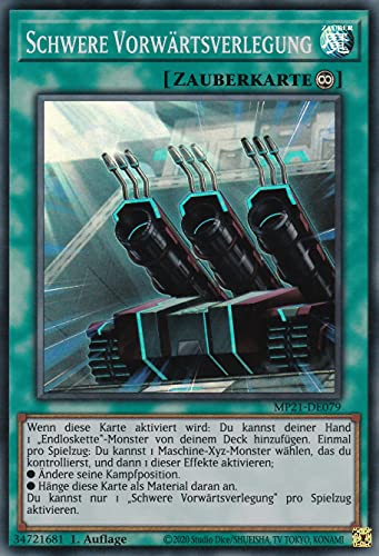 MP21-DE079 - Schwere Vorwärtsverlegung - Super Rare - Reprint - Deutsch - Megatin 2021 - mit LMS Trading Fieldcenter-Karte Yugioh von LMS Trading