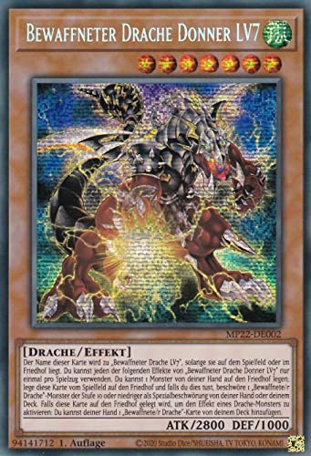 MP22-DE002 - Bewaffneter Drache Donner LV7 - Secret Rare - 1. Auflage - Deutsch - Mega Tin 2022 - mit LMS Trading Fieldcenter-Karte Yugioh von LMS Trading