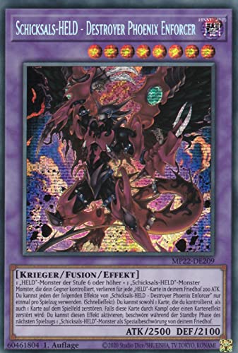 MP22-DE209 - Schicksals-HELD - Destroyer Phoenix Enforcer - Secret Rare - 1. Auflage - Deutsch - Mega Tin 2022 - mit LMS Trading Fieldcenter-Karte Yugioh von LMS Trading