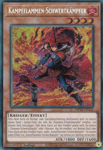 MP24-DE132 - Kampfflammen-Schwertkämpfer - Secret Rare - Deutsch - 1. Auflage - 25th Anniversary Tin: Dueling Mirrores - mit LMS Trading Fieldcenter-Karte Yugioh von LMS Trading