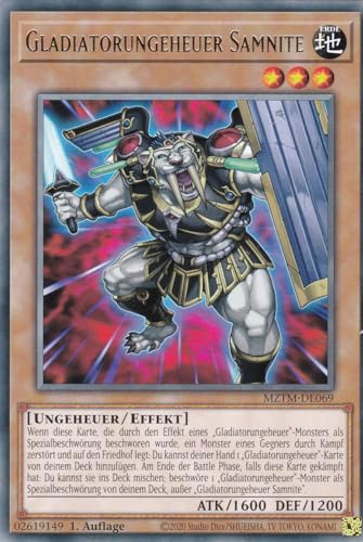 MZTM-DE069 - Gladiatorungeheuer Samnite - Rare - Deutsch - 1. Auflage - Maze of The Master - mit LMS Trading Fieldcenter-Karte Yugioh von LMS Trading