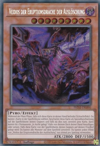 PHNI-DE090 - Veidos der Eruptionsdrache der Auslöschung - Secret Rare - 1. Auflage - DEUTSCH - Phantom Nightmare - mit LMS Trading Fieldcenter-Karte Yugioh von LMS Trading