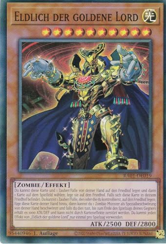 RA01-DE019 - Eldlich der goldene Lord (Version 1) - Super Rare - 1. Auflage - DEUTSCH - 25th Anniversary Rarity Collection - mit LMS Trading Fieldcenter-Karte Yugioh von LMS Trading