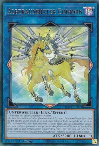 RA01-DE043 - Albtraumritter Einhorn (Version 1) - Ultra Rare - 1. Auflage - DEUTSCH - 25th Anniversary Rarity Collection - mit LMS Trading Fieldcenter-Karte Yugioh von LMS Trading