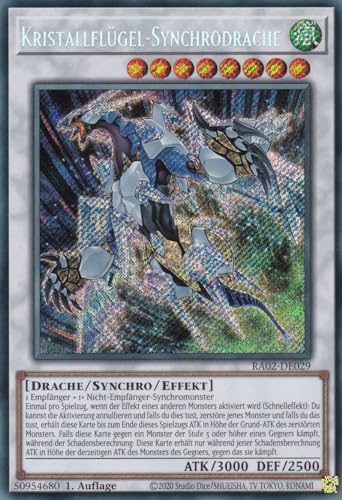 RA02-DE029 - Kristallflügel-Synchrodrache - Secret Rare - 1. Auflage - Deutsch - 25th Anniversary Rarity Collection II - mit LMS Trading Fieldcenter-Karte Yugioh von LMS Trading