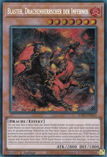 RA03-DE010 - Blaster, Drachenherrscher der Infernos - Secret Rare - Deutsch - 1. Auflage - Quarter Century Bonanza - mit LMS Trading Fieldcenter-Karte Yugioh von LMS Trading