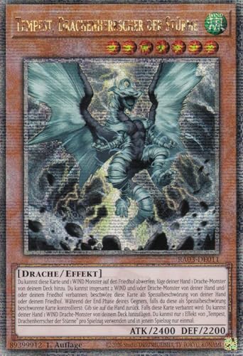 RA03-DE011 - Tempest, Drachenherrscher der Stürme - Quarter Century Secret Rare - Deutsch - 1. Auflage - Quarter Century Bonanza - mit LMS Trading Fieldcenter-Karte Yugioh von LMS Trading