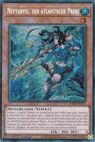 RA03-DE013 - Neptabyss, der atlantische Prinz - Secret Rare - Deutsch - 1. Auflage - Quarter Century Bonanza - mit LMS Trading Fieldcenter-Karte Yugioh von LMS Trading