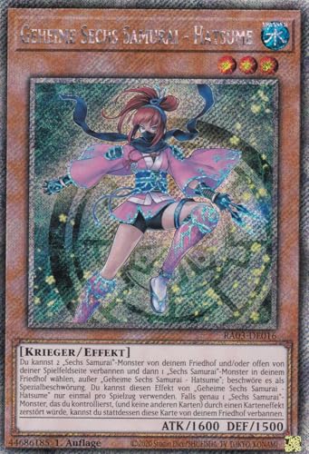 RA03-DE016 - Geheime Sechs Samurai - Hatsume - Platinum Secret Rare - Deutsch - 1. Auflage - Quarter Century Bonanza - mit LMS Trading Fieldcenter-Karte Yugioh von LMS Trading