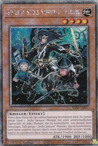 RA03-DE017 - Geheime Sechs Samurai - Kizaru - Platinum Secret Rare - Deutsch - 1. Auflage - Quarter Century Bonanza - mit LMS Trading Fieldcenter-Karte Yugioh von LMS Trading