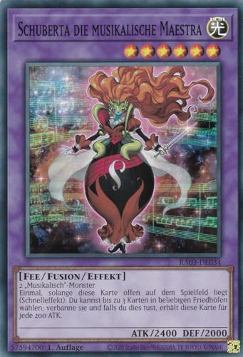 RA03-DE034 - Schuberta die musikalische Maestra - Super Rare - Deutsch - 1. Auflage - Quarter Century Bonanza - mit LMS Trading Fieldcenter-Karte Yugioh RA03-DE034 - Schuberta die musikalische Maestra - Super Rare - Deutsch - 1. Auflage - Quarter Century Bonanza - mit LMS Trading Fieldcenter-Karte Yugioh von LMS Trading