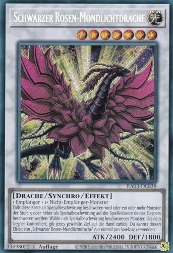 RA03-DE038 - Schwarzer Rosen-Mondlichtdrache - Secret Rare - Deutsch - 1. Auflage - Quarter Century Bonanza - mit LMS Trading Fieldcenter-Karte Yugioh von LMS Trading