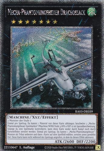 RA03-DE039 - Mecha-Phantomungeheuer Drachossack - Platinum Secret Rare - Deutsch - 1. Auflage - Quarter Century Bonanza - mit LMS Trading Fieldcenter-Karte Yugioh von LMS Trading