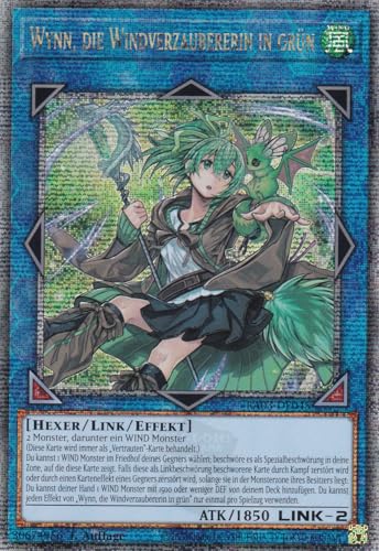 RA03-DE045 - Wynn, die Windverzaubererin in grün - Quarter Century Secret Rare - Deutsch - 1. Auflage - Quarter Century Bonanza - mit LMS Trading Fieldcenter-Karte Yugioh von LMS Trading