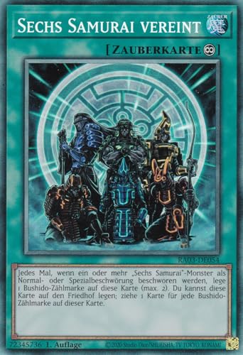 RA03-DE054 - Sechs Samurai vereint - Collector Rare - Deutsch - 1. Auflage - Quarter Century Bonanza - mit LMS Trading Fieldcenter-Karte Yugioh von LMS Trading