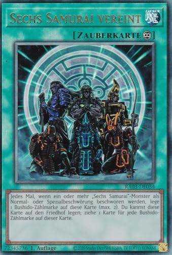 RA03-DE054 - Sechs Samurai vereint - Ultimate Rare - Deutsch - 1. Auflage - Quarter Century Bonanza - mit LMS Trading Fieldcenter-Karte Yugioh von LMS Trading