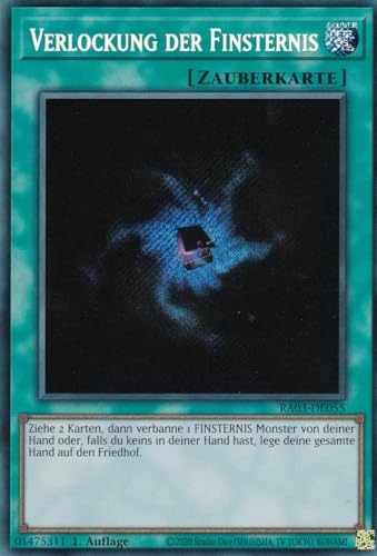 RA03-DE055 - Verlockung der Finsternis - Secret Rare - Deutsch - 1. Auflage - Quarter Century Bonanza - mit LMS Trading Fieldcenter-Karte Yugioh von LMS Trading