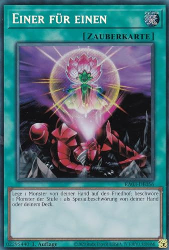 RA03-DE056 - Einer für einen (V.1) - Secret Rare - Deutsch - 1. Auflage - Quarter Century Bonanza - mit LMS Trading Fieldcenter-Karte Yugioh von LMS Trading