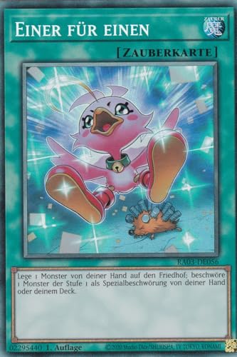 RA03-DE056 - Einer für einen (V.2 - Super Rare) - Collector Rare - Deutsch - 1. Auflage - Quarter Century Bonanza - mit LMS Trading Fieldcenter-Karte Yugioh von LMS Trading