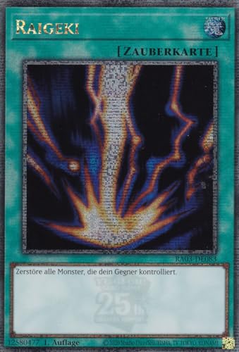 RA03-DE083 - Raigeki - Quarter Century Secret Rare - Deutsch - 1. Auflage - Quarter Century Bonanza - mit LMS Trading Fieldcenter-Karte Yugioh von LMS Trading