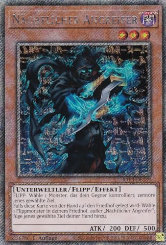 RA03-DE139 - Nächtlicher Angreifer - Platinum Secret Rare - Deutsch - 1. Auflage - Quarter Century Bonanza - mit LMS Trading Fieldcenter-Karte Yugioh von LMS Trading