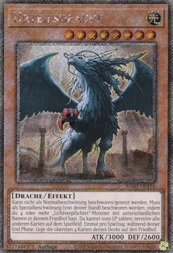 RA03-DE196 - Urteilsdrache - Platinum Secret Rare - Deutsch - 1. Auflage - Quarter Century Bonanza - mit LMS Trading Fieldcenter-Karte Yugioh von LMS Trading