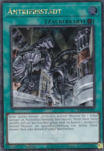 RA03-DE203 - Antriebsstadt - Quarter Century Secret Rare - Deutsch - 1. Auflage - Quarter Century Bonanza - mit LMS Trading Fieldcenter-Karte Yugioh von LMS Trading