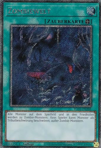 RA03-DE205 - Zombiewelt - Platinum Secret Rare - Deutsch - 1. Auflage - Quarter Century Bonanza - mit LMS Trading Fieldcenter-Karte Yugioh von LMS Trading