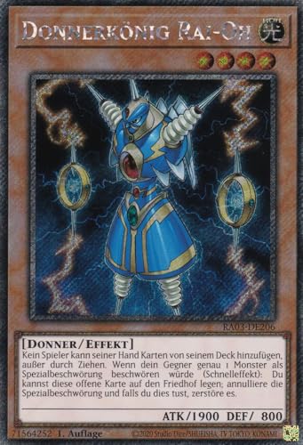 RA03-DE206 - Donnerkönig Rai-Oh - Platinum Secret Rare - Deutsch - 1. Auflage - Quarter Century Bonanza - mit LMS Trading Fieldcenter-Karte Yugioh von LMS Trading