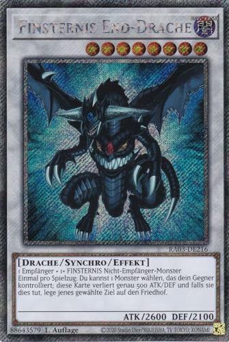 RA03-DE216 - Finsternis End Drache - Platinum Secret Rare - Deutsch - 1. Auflage - Quarter Century Bonanza - mit LMS Trading Fieldcenter-Karte Yugioh von LMS Trading