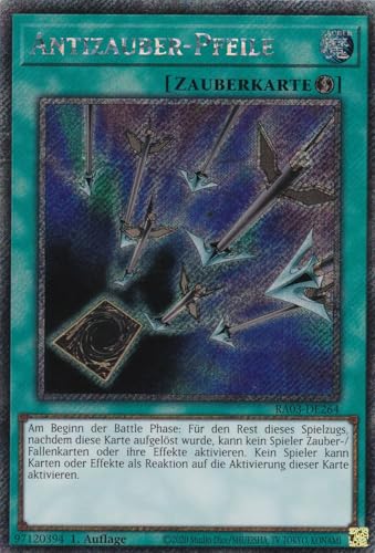 RA03-DE264 - Antizauber-Pfeile - Platinum Secret Rare - Deutsch - 1. Auflage - Quarter Century Bonanza - mit LMS Trading Fieldcenter-Karte Yugioh von LMS Trading