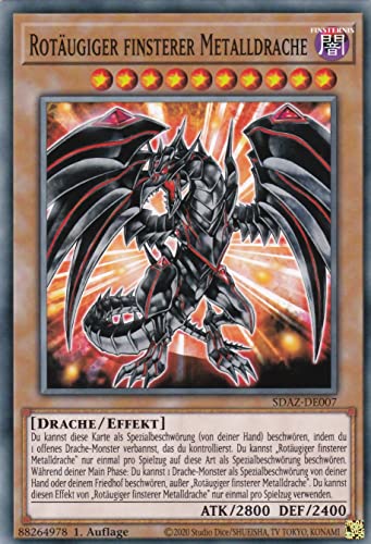 SDAZ-DE007 - Rotäugiger Finsterer Metalldrache - Common - Deutsch - Structure Deck: Albaz Strike - mit LMS Trading Fieldcenter-Karte Yugioh von LMS Trading