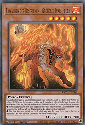 SDCH-DE006 - Erwachen der Besessenen - Größeres Inari-Feuer - Ultra Rare - 1. Auflage - Deutsch - Structure Deck: Spirit Charmers - mit LMS Trading Fieldcenter-Karte Yugioh von LMS Trading