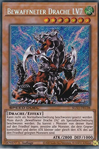 SGX1-DEC08 - Bewaffneter Drache LV7 - Secret Rare - 1. Auflage - Deutsch - Speed Duel GX: Duel Academy Box - mit LMS Trading Fieldcenter-Karte Yugioh von LMS Trading