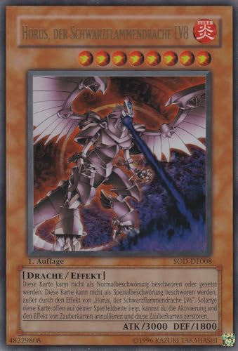 SOD-DE008 - Horus der Schwarzflammendrache LV8 - Ultra Rare - Deutsch - Soul of The Duelist - mit LMS Trading Fieldcenter-Karte Yugioh von LMS Trading